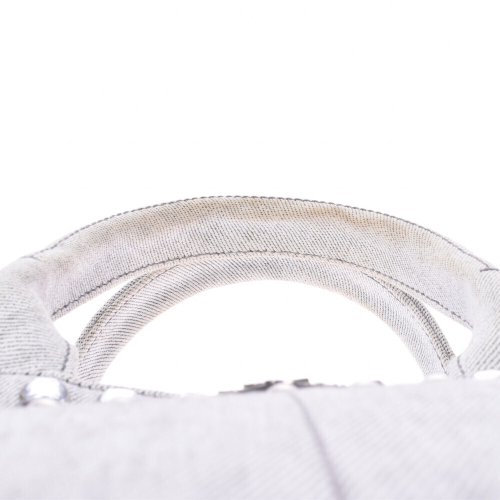 PRADA Canapa Jeweled Bag Gray Denim Tote - Picture 4 of 11